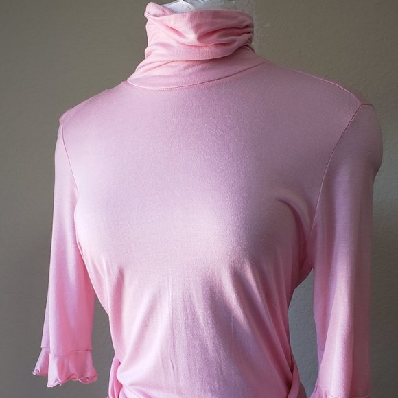 NWT Sweet Pink Spring Dress With High Collar & Tie Waist - Picture 4 of 10